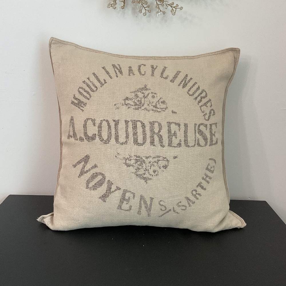 Restoration Hardware Vintage French Grain Sack Linen Pillow Cover & RH Insert